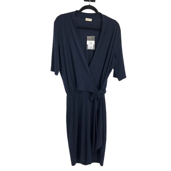 NWT  Malene Birger Night Blue Short sleeve V-Neck Qizi Midi Wrap Dress Size XS - Picture 2 of 16